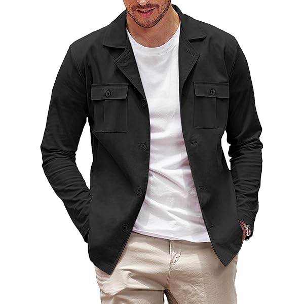 ZWRXW Mens Shirt Jacket Fall Casual Shacket Lightweight Work